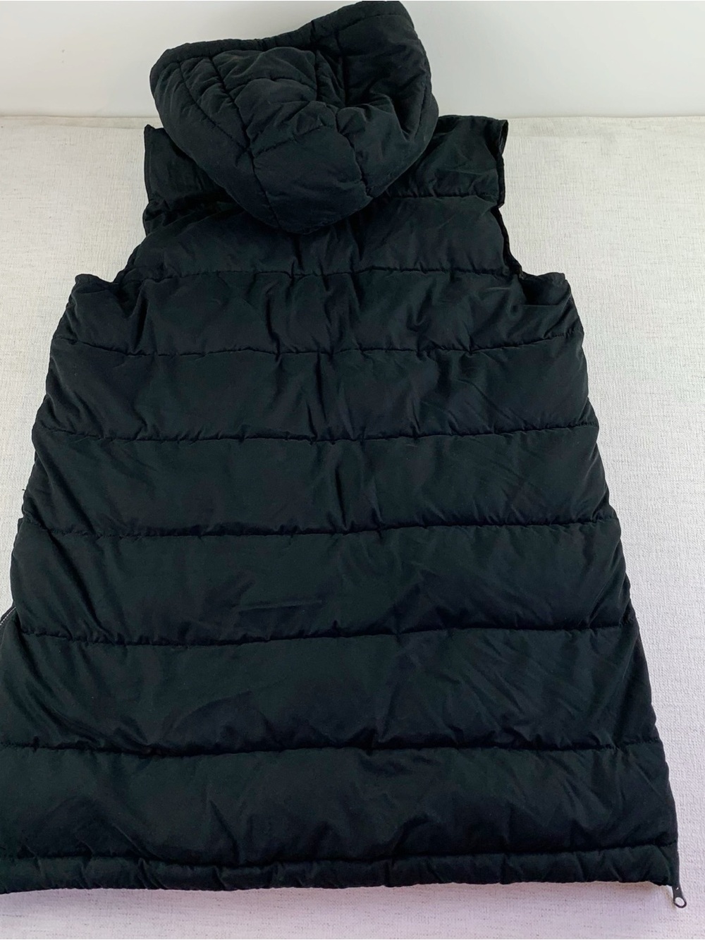 Zella women S long hooded puffer vest in black full zip quilted water resistant - Picture 7 of 16